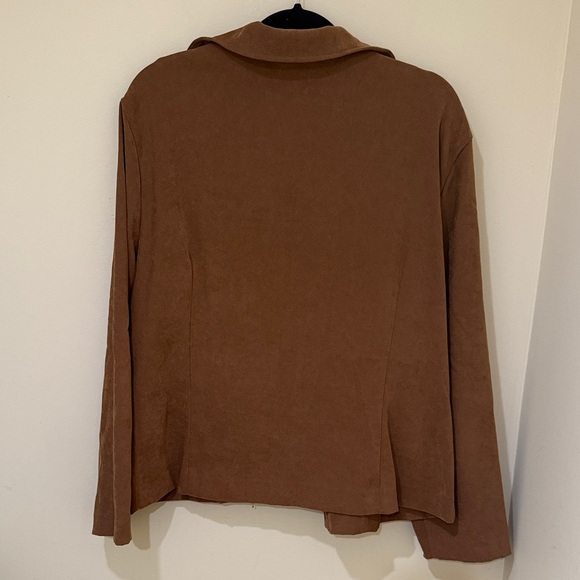 Briggs New York Tan Women's Suede Zip lightweight Blazer Jacket Size 16W - Picture 6 of 8